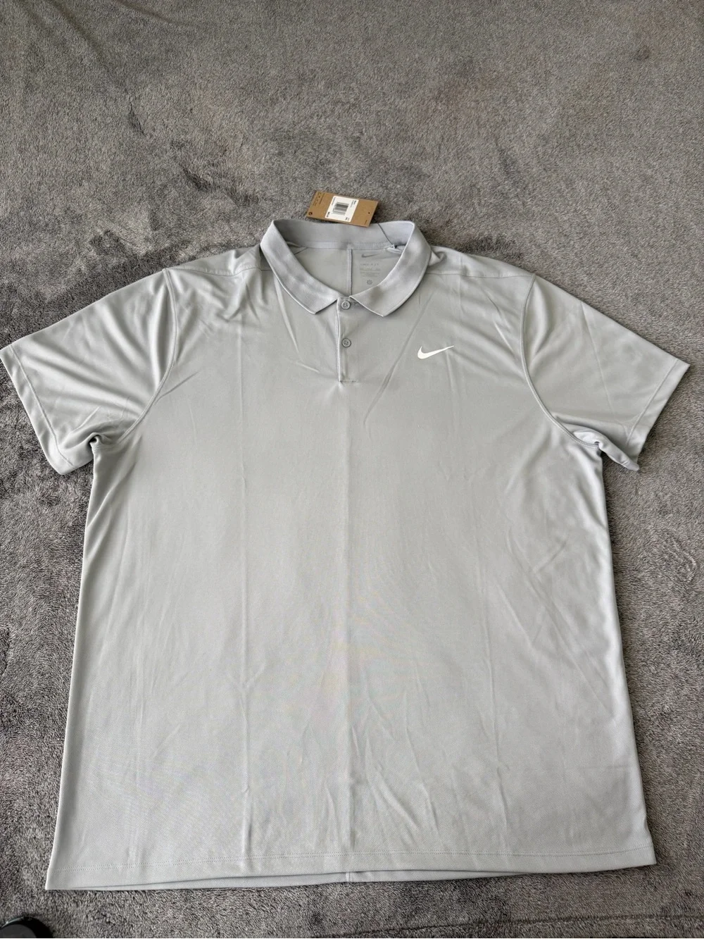 Nike Men’s Light Silver Gray Polo with White Swoosh